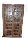Antique Jharokha Hand Carved Iron Claded Teak Wood Double Door Window