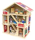 Puppenhaus Holz LOTTE 54x37x69cm mit Möbel und Puppen