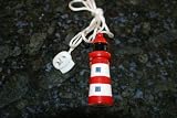 WOODEN LIGHTHOUSE RED LIGHTPULL LIGHT PULL NAUTICAL