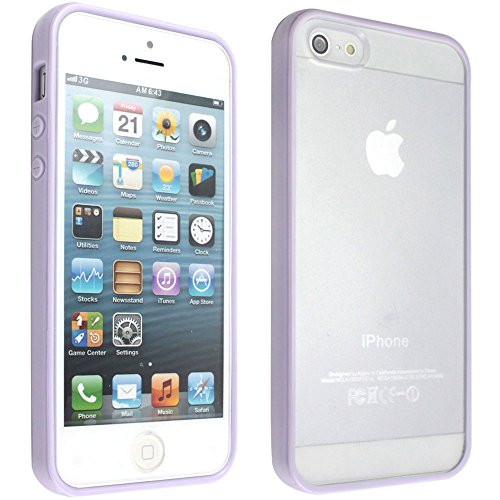 niceeshop(TM) Purple Bumper with Ultra Clear Hard Back Case Cover for the iPhone 5 5S + Screen Protector