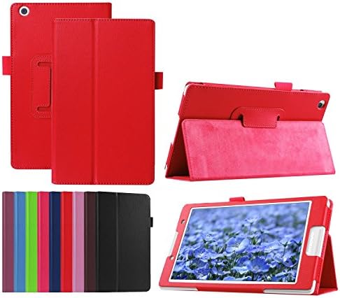 Lenovo Tab2 A8-50F Case - Folio PU Leather Protective Case Stand Cover Skin For 2015 Released 8 Inch Lenovo TAB 2 A8-50F Tablet (Red)