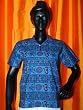 Meditation Tunic Royal Blue Yoga Printed Cotton Kurti Top for Womens Small Size