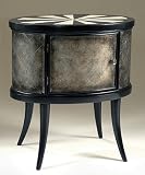 POWELL - Finishing Touches Antique Silver and Distressed Black Oval Drum Table - Item 346-350