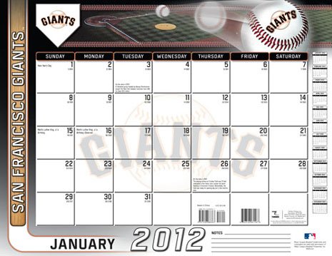 San Francisco Giants 2012 Desk Calendar