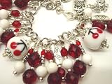 Chic Wrists Bold Red Crystal and Cherries Bracelet Pin Up Bracelet with FREE Earrings