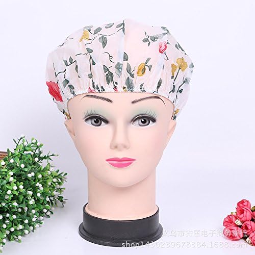 Home Products 12 Pcs Set Lady Cute Elastic Plastic Shower Cap Beauty Care Accessories Hotel Shower Hats Color Random