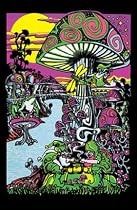 Mushroom (Trippy Land) Flocked Blacklight Poster Print - 24" X 36"