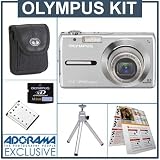 Olympus FE-350 W Digital Silver Camera Kit, with 2 GB xD Picture Memory Card, Spare LI-42B Type Lithium-ion Battery, Camera Bag, Table Top Tripod, EZ Digital Photography Guide Card