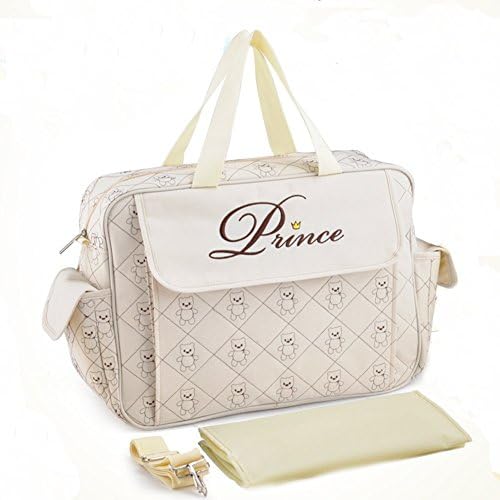 TOTRIP Multifunction Diaper Bags Tote - Mummy Larger Capacity Messenger Handbag Organizer - W/ Matching Baby Changing Pad &amp; Adjustable Stroller Straps, Beige