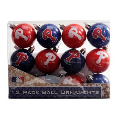 MLB Philadelphia Phillies Plastic Ball Ornament Set (12-Pack), Red MLB Philadelphia Phillies Plastic Ball Ornament Set (12-Pack), Red