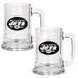 New York Jets 2pc 15oz Glass Tankard Set- Primary Logo NFL Football