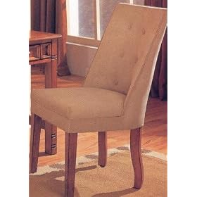 Contemporary Button Accent Beige Microfiber Chair by Coaster