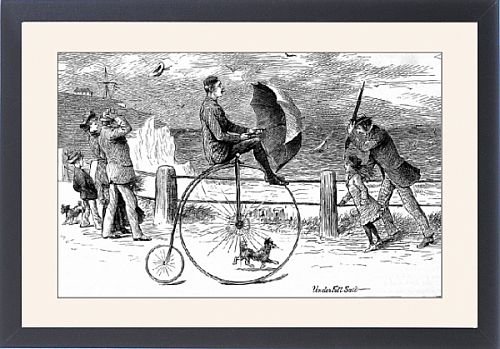 Framed Prints of Penny Farthing Bicycle under full sail, 189 from Mary Evans