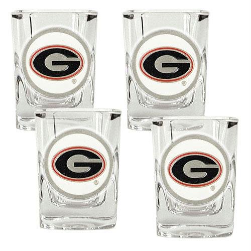 NCAA Georgia Bulldogs Four Piece Square Shot Glass Set