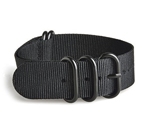 Gemony Military Army Nato Strap Black Nylon Fabric DW Replacement Heavy Strong Watch Bands 22mm