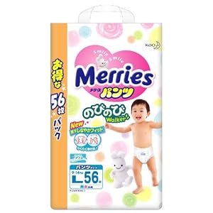 【クリックで詳細表示】メリーズパンツ のびのびWalker Lサイズ(9～14kg) 56枚