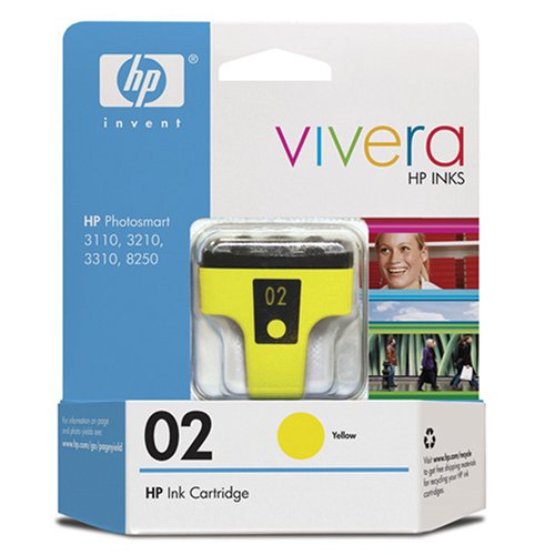 HP 02 (C8773WN) Yellow Ink Cartridge for HP PhotoSmart 8250, C5150, D7145 Inkjet Printersthumbnail