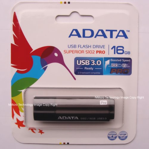 ADATA S102 16 GB USB 3.0 Flash Drive AS102-16G-RGY (Titanium Grey)