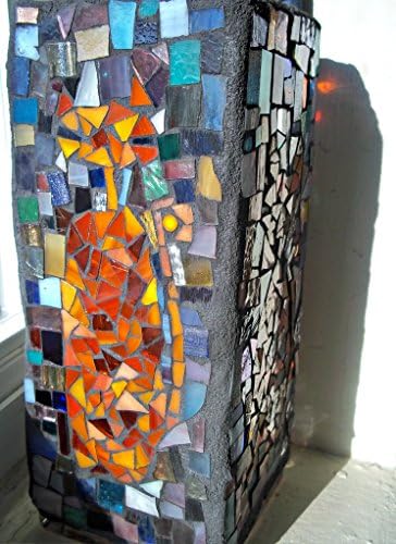 Mid Century Modern Inspired Stained Glass Vase - Cool Kitties - 8 Inches