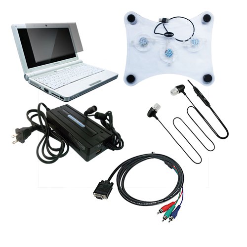 51hblA7cyJL Skque valued accessories combo:crystal clear screen protector+cooling fan+travel home charger+VGA to RCA male to female cable 06 feet+stereo headset earphone black for 10 inch display notebook laptop special!