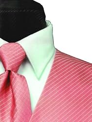 Tuxedo Vest and Windsor Band Tie - "Palermo" Bubblegum Diamond Grid Pattern
