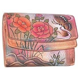 Anuschka Premium Rose Antique Wallet On A String