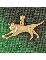 Dazzlers Solid 14k Gold Cat Playing With Ball Charm Pendant Available in three colors from jewelsberry (weights: 3.0 grams only)