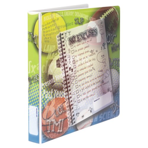 Office Impressions Durable 1 inch Round Ring Fashion Binder with 2 Interior Pockets, Boy Design, with Free SillyBandz, 8.5 x 11 Inches (82240)