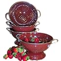 Steel Core 3 Quart Enamel Colander Strainer - Beautiful Chocolate Raspberry Colored