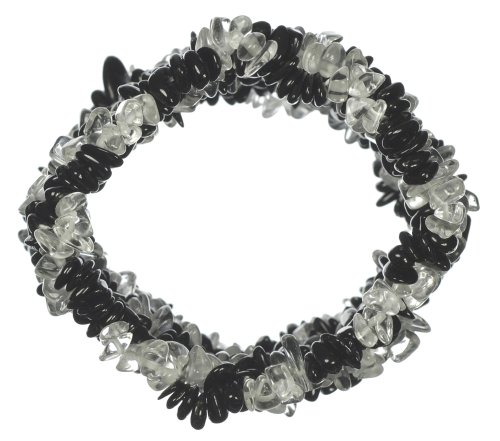 Black Tourmaline and Crystal Stretch Bracelet