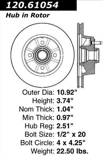 Centric Parts 120.61054 Premium Brake Rotor  