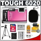 Olympus Stylus Tough 6020 Shockproof & Waterproof Digital Camera (Pink) + 8GB Card + Case + (2x) LI-50B Batteries + Tripod + Accessory Kit