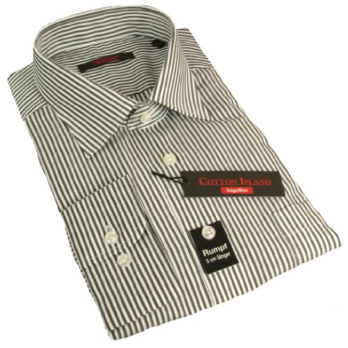 Cotton Island Langarm Hemd weiss anthrazit gestreift 