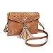 seOSTO Women Small Crossbody Purse, Tassel Cell Phone Purse Wallet Bags (Brown Tassel)