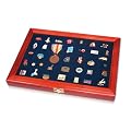 SAFE HOLZVITRINEN ORDEN & EHRENZEICHEN & MILITARIA & PINS NR.5866 DOLCHE & SPANGEN MAHAGONIFARBEND - DIE VITRINE IST STAPELBAR ODER F�R AN DIE WAND ZU H�NGEN MIT SOLIDEN BESCHL�GEN