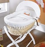 White Gift Natural Moses Basket by Izziwotnot
