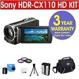 Sony HDR-CX110 HD Handycam¨ Camcorder + Multi-Coated Glass UV Filter + Multi-Coated Glass Polarizer Filter + Deluxe Padded Camcorder Bag + + 6 Piece Accessory Kit + 3 Year Warranty Repair Contract