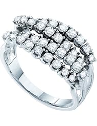 1.00 Carat (ctw) 14k White Gold Round White Diamond Ladies Cocktail Right Hand Fashion Band 1 CT