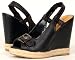 Womens BLACK Wedges Platforms Dress Shoes Sandals