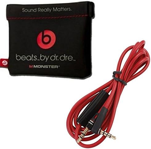 Musicx Replacement Leather Pouch for Dr. Dre Monster Beats Stereo Headset Headphones With 3.5mm Right Angle 800 AUX Cable and 1.2m Headphone Cable Dr. Dre Headphones
