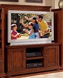 IMAGE OF 2pc TV Stand and Back Panel Set in Warm Oak Finish