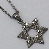 Delicate, Star of David Necklace, Black & Silver