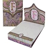 F Monogram Punch Studio Paisley 75-Page mini notepad - magnetic closure jewel on tab