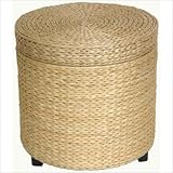 Rush Grass Storage Footstool in Natural