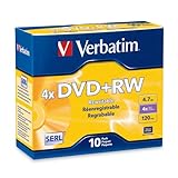 Verbatim 94839 4.7 GB 1x- 4x ReWritable Disc DVD+RW, 10-Disc Slim Jewel Case