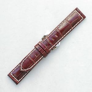 【クリックで詳細表示】【牛革型押し-白ステッチ・ワイド・厚手】CK001bw22 色：チョコ/ベルト幅：22mm/厚さ：約 5mm