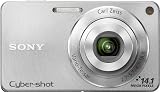Sony DSC-W350S Digitalkamera (14 Megapixel, 26mm Carl Zeiss Vario Tessar Weitwinkelobjektiv mit 4fach optischem Zoom, 6,9 cm (2,7 Zoll) LC-Display, HD Video (720p)) silber - 