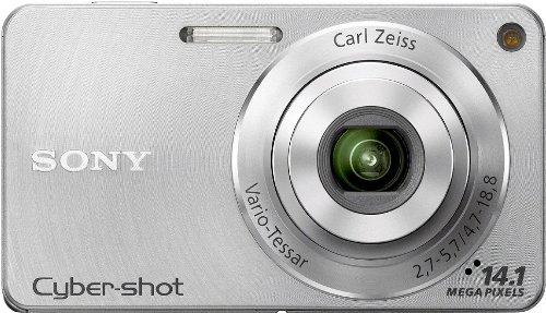 Sony DSC-W350S Digitalkamera (14 Megapixel, 4-fach opt. Zoom, 26 mm Weitwinkelobjektiv, 6,9 cm (2,7 Zoll) Display, bildstabilisiert) silber
