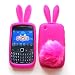 Bunny Skin Case With Furry Tail for BlackBerry Gemini Curve 8520 & 8530, Hot Pink
