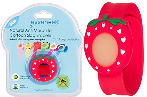 Essencell Waterproof Deet Free Natural Anti-Mosquito Repellent Cartoon Slap Bracelet with 2 Refills - Red Strawberry Essencell Waterproof Deet Free Natural Anti-Mosquito Repellent Cartoon Slap Bracelet with 2 Refills - Red Strawberry